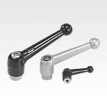 Clamping levers, die-cast zinc with internal thread, threaded insert stainless steel