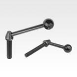 Clamping levers, steel with external thread and plastic ball knob