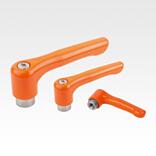 Clamping levers, die-cast zinc, flat with internal thread, threaded insert stainless steel