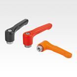 Clamping levers, flat, internal thread, steel parts stainless steel