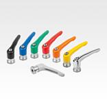 Clamping levers, die-cast zinc with internal thread and clamping force intensifier, threaded insert stainless steel