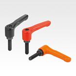 Clamping levers, flat, external thread