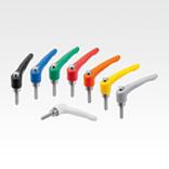 Clamping levers, die-cast zinc with external thread and protective cap, threaded pin stainless steel