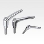 Clamping levers, stainless steel with external thread and protective cap, threaded pin stainless steel