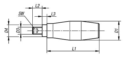 Cabos anatômicos giratórios com formato reto, semelhantes à norma DIN 98