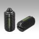 Spring plungers with slot and thrust pin, steel, light spring force, with thread lock