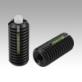 Spring plungers with hexagon socket and POM thrust pin, standard spring force, with thread lock