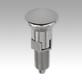 Indexing plungers, stainless steel with stainless steel mushroom grip and locking slot