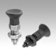 Premium - Indexing plungers, steel or stainless steel with plastic mushroom grip, tapered indexing pin and locknut