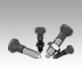 Indexing plungers, steel or stainless steel without collar, with plastic mushroom grip and cap