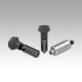 Indexing plungers, steel or stainless steel, smooth version without collar, with plastic mushroom grip and cap