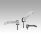 Cam levers, stainless steel, adjustable with external thread, plastic thrust washer and stainless steel stud