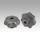 Boutons étoile en fonte grise, DIN 6336, forme D, trou taraudé