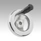 Handwheels 2-spoke, aluminium, flat wheel rim, fixed cylinder grip