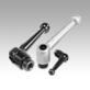 Clamping levers, die-cast zinc with internal thread, threaded insert black oxidised steel