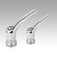 Manettes indexables en zinc avec taraudage et palier anti-friction, chromées brillantes, insert fileté en inox