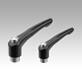Clamping levers with protective cap and internal thread, steel parts stainless steel, satin finish - inch