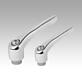 Manette indexable avec insert taraudé en Inox, chromé brillante - inch