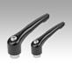 Manette indexable avec taraudage, inserts en inox, satinée mate - inch