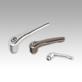 Clamping levers, electropolished or abrasive blasted stainless steel, with internal thread, threaded insert stainless steel