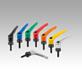 Clamping levers, die-cast zinc with external thread and clamping force intensifier, threaded insert black oxidised steel