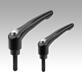 Clamping levers with protective cap and external thread, satin finish - inch
