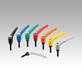Clamping levers, die-cast zinc with external thread and protective cap, threaded pin black oxidised steel