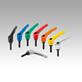 Clamping levers, die-cast zinc with external thread, threaded insert black oxidised steel