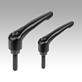 Clamping levers with external thread, satin finish - inch