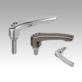 Clamping levers, stainless steel with external thread, threaded insert stainless steel