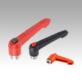 Clamping levers with push button, internal thread, metal parts stainless steel, inch