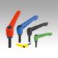 Clamping levers, plastic with external thread and zinc toothed ring, threaded insert black oxidised steel, inch