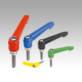 Clamping levers, plastic with external thread and zinc toothed ring, threaded insert stainless steel, inch