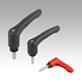 Clamping levers, plastic, with external thread and safety function, inch