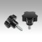 Five lobe grips, plastic (thermoset), threaded insert steel, with external thread