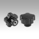Five lobe grips, plastic (thermoset), threaded insert steel, with internal thread