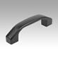 Pull handles, painted aluminium, mounted from the rear