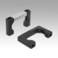 Pull handles, aluminium with plastic grip legs and ribbed grip, mounted from the front