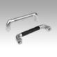 Tubular handles, stainless steel with investment cast grip legs, mounted from the rear