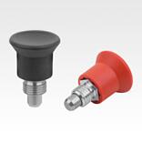 Indexing plunger mini steel or stainless steel with plastic mushroom grip