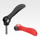 Cam levers, aluminium with internal or external thread, plastic thrust washer and steel or stainless steel stud - inch