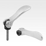 Cam levers, stainless steel with internal or external thread, plastic thrust washer and stainless steel stud - inch