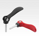 Cam levers, aluminium, adjustable with external thread, plastic thrust washer and steel or stainless steel stud - inch