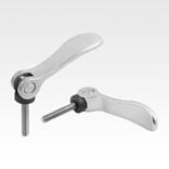 Cam levers, stainless steel, adjustable with external thread, plastic thrust washer and stainless steel stud - inch