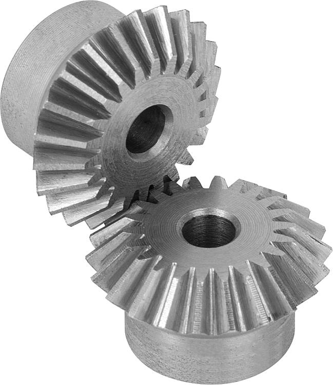 Bevel gears in steel, ratio 1:1 toothing milled, straight teeth