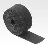 Hook and loop fastener on a roll self-extinguishing