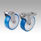 Roulettes pivotantes en Inox avec trou de fixation central pour locaux sanitaires