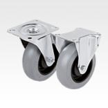 Swivel and fixed castors steel plate, with soft rubber tyres