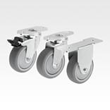 Swivel and fixed equipment castors, steel with TPE tread, for aluminium profiles