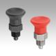 Indexing plungers, steel or stainless steel, short version with plastic mushroom grip